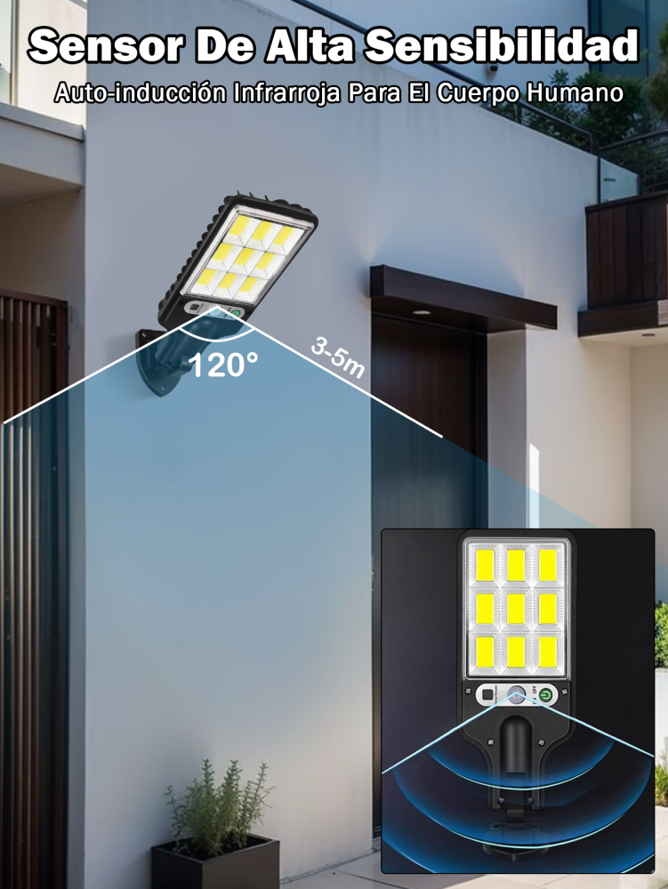 Lámpara Solar LED con Control Remoto - Lámpara de Calle Exterior