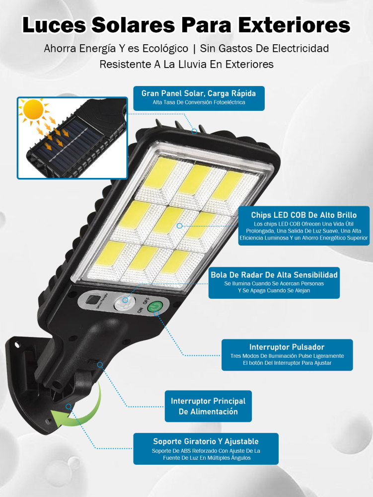 Lámpara Solar LED con Control Remoto - Lámpara de Calle Exterior