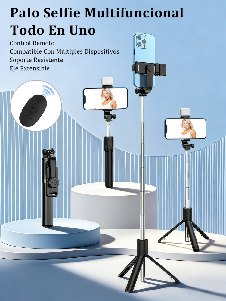 Palos Selfie Trípode Extensible 170cm con Control Remoto Bluetooth