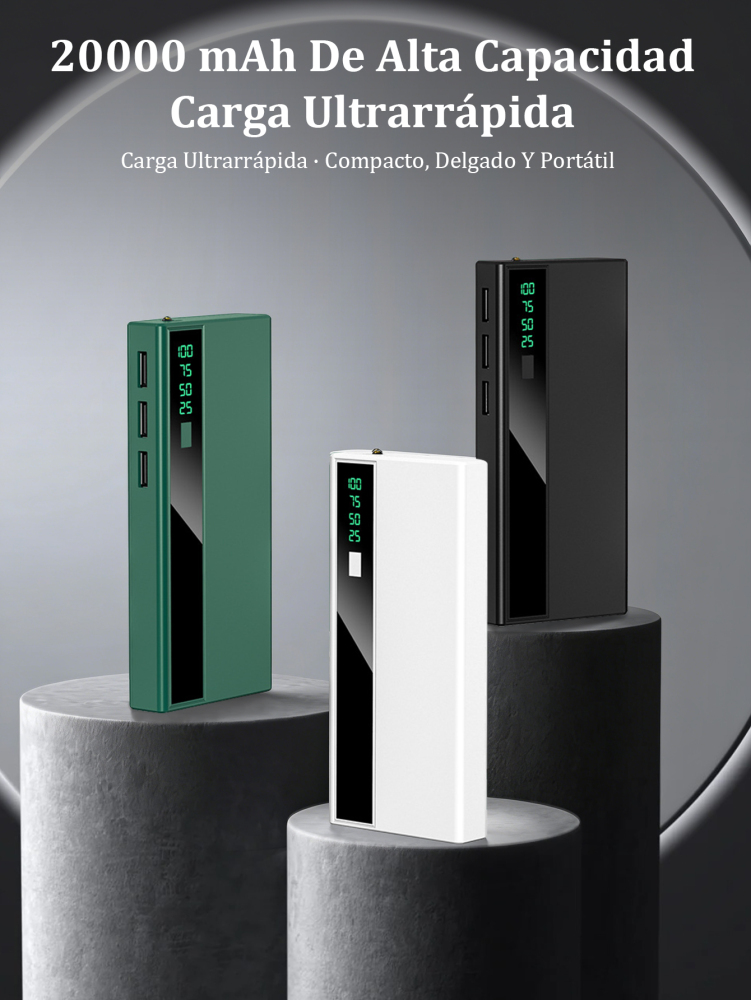 Power Bank 5000 mAh con Carga Ultrarrápida y 3 Puertos USB