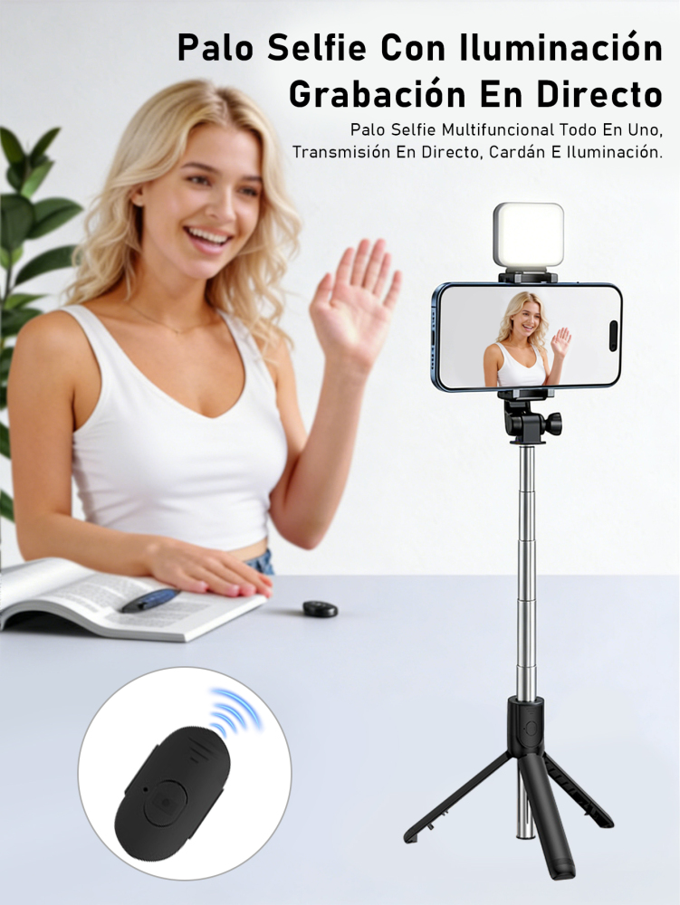 Palos Selfie Trípode Extensible 170cm con Control Remoto Bluetooth