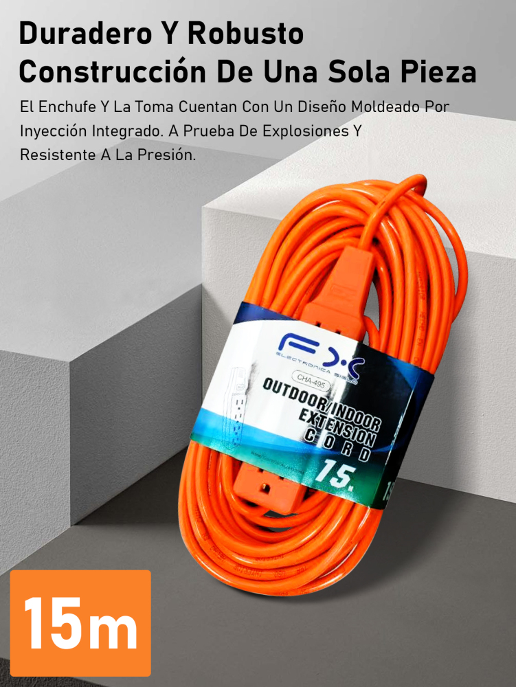 Extensión Eléctrica 4 Tomas, Uso Interior/Exterior, 3/5/7/10/15m