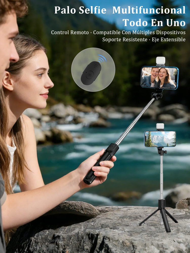 Palos Selfie Trípode Extensible 170cm con Control Remoto Bluetooth