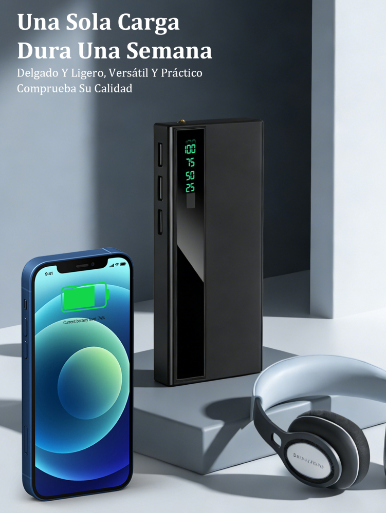 Power Bank 5000 mAh con Carga Ultrarrápida y 3 Puertos USB