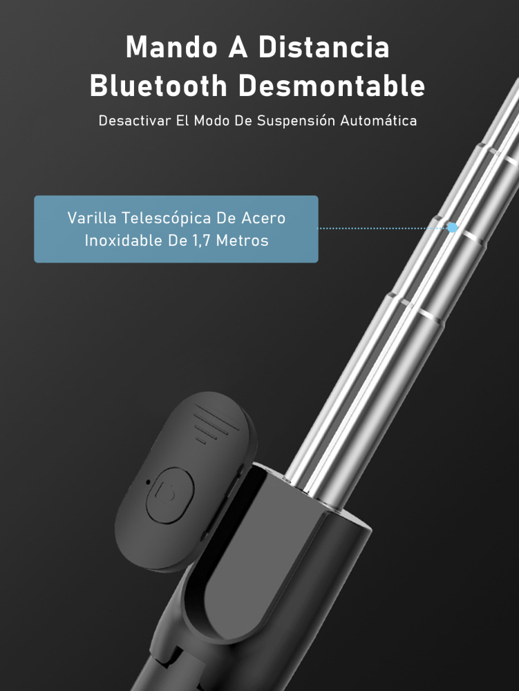 Palos Selfie Trípode Extensible 170cm con Control Remoto Bluetooth
