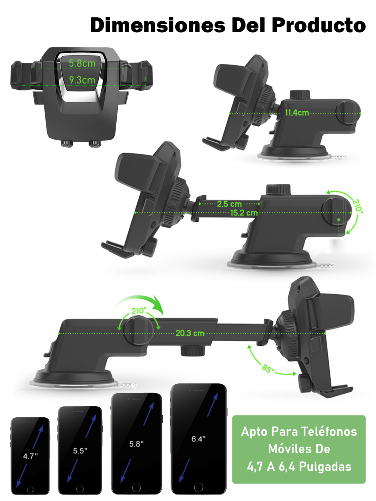Base para Teléfono para Auto con Ventosa