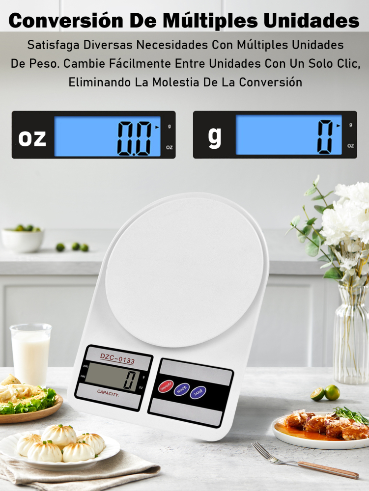 Báscula Digital de Cocina 10kg/1g Alta Precisión