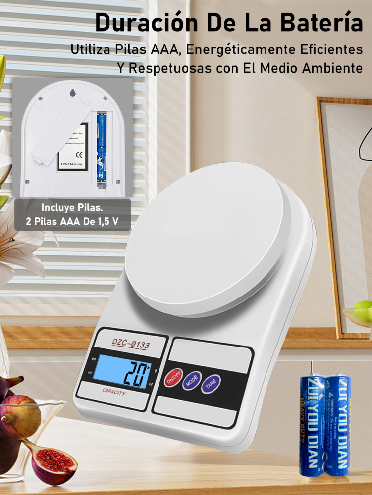 Báscula Digital de Cocina 10kg/1g Alta Precisión