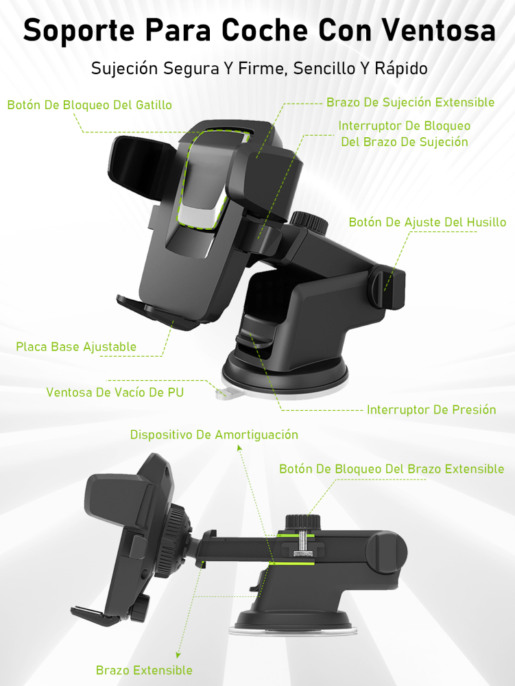 Base para Teléfono para Auto con Ventosa