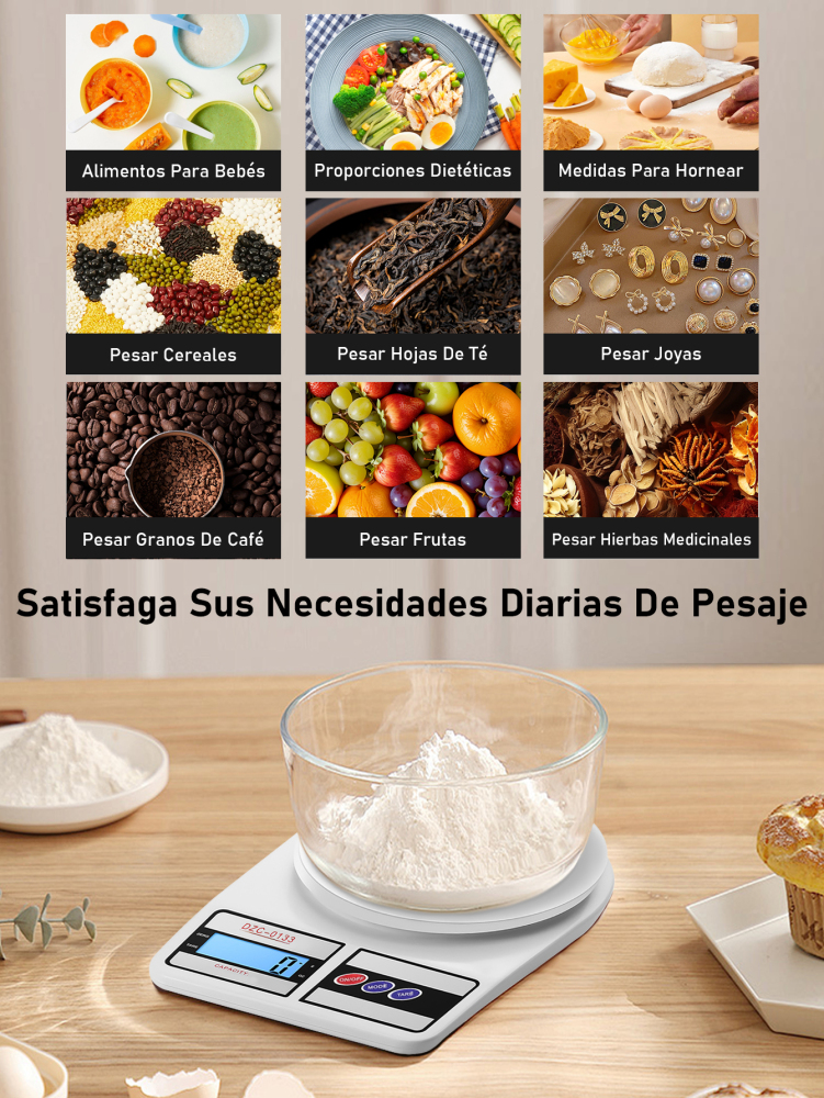 Báscula Digital de Cocina 10kg/1g Alta Precisión