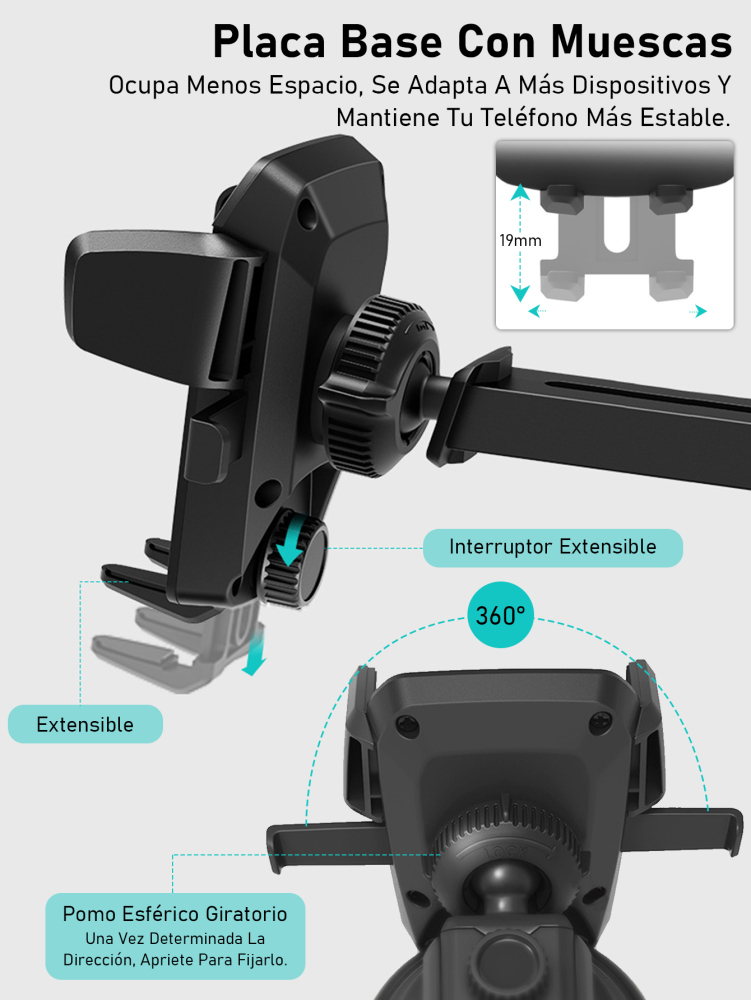 Base para Teléfono para Auto con Ventosa