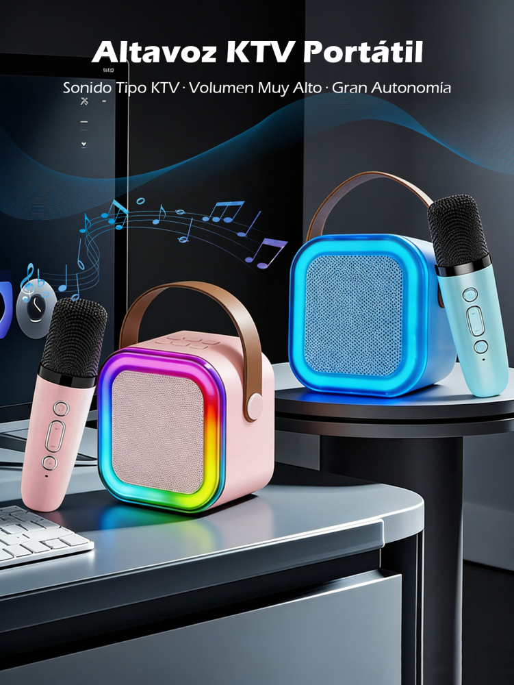 Altavoz Bluetooth Karaoke Portátil con Micrófono y Luces RGB,Un micrófono