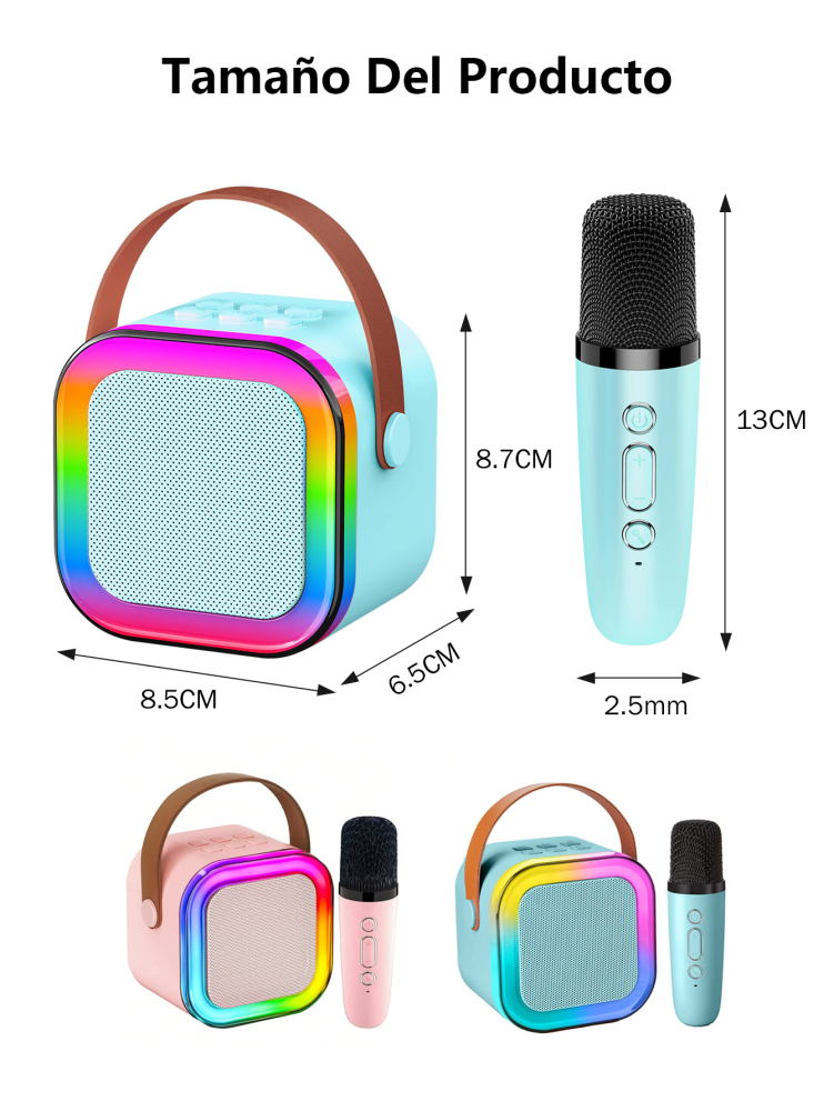 Altavoz Bluetooth Karaoke Portátil con Micrófono y Luces RGB,Un micrófono
