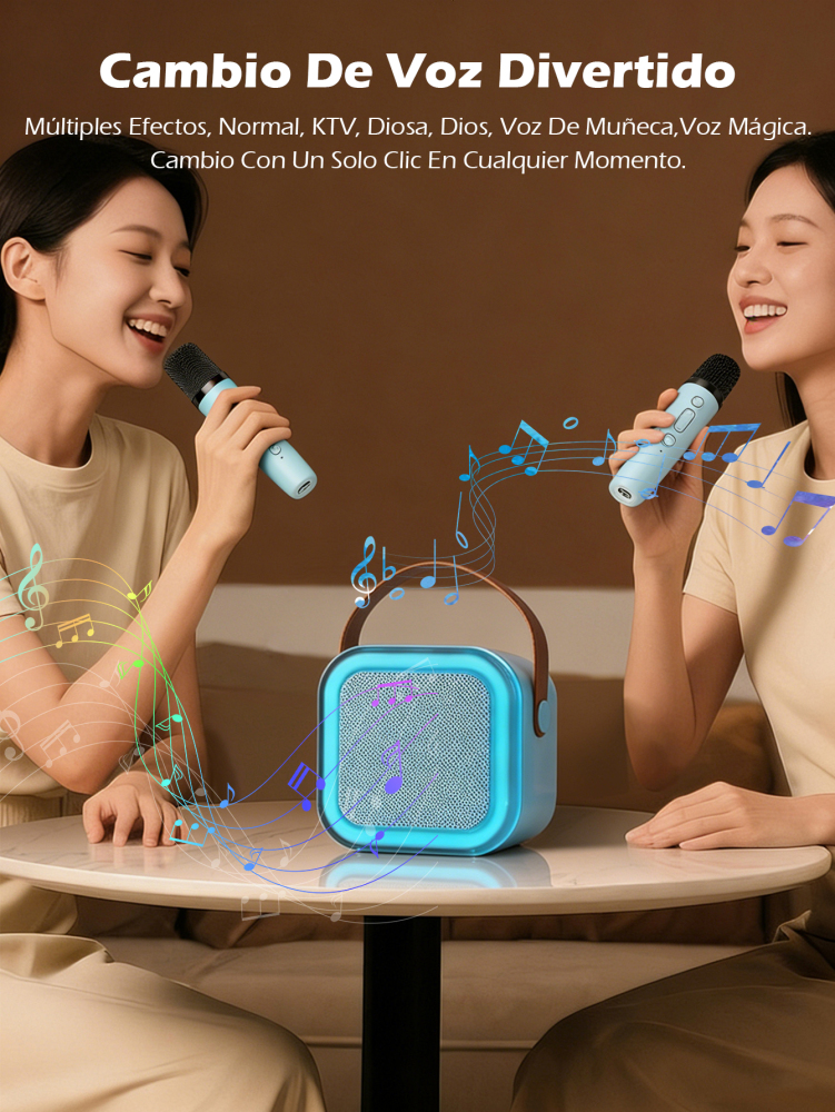 Altavoz Bluetooth Karaoke Portátil con Micrófono y Luces RGB,Un micrófono