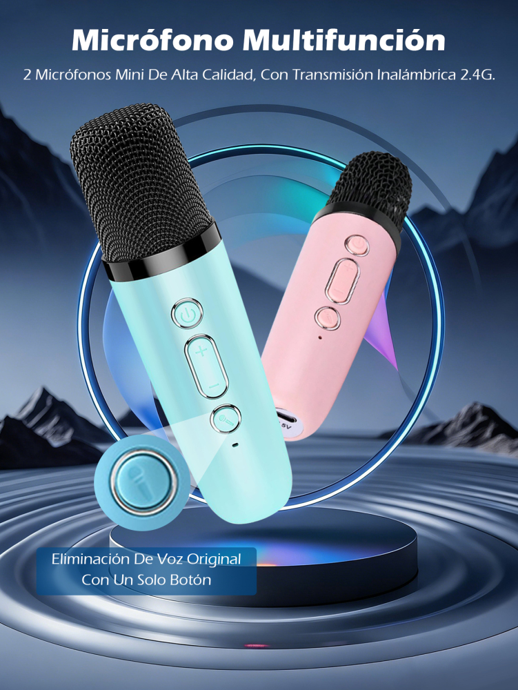 Altavoz Bluetooth Karaoke Portátil con Micrófono y Luces RGB,Un micrófono