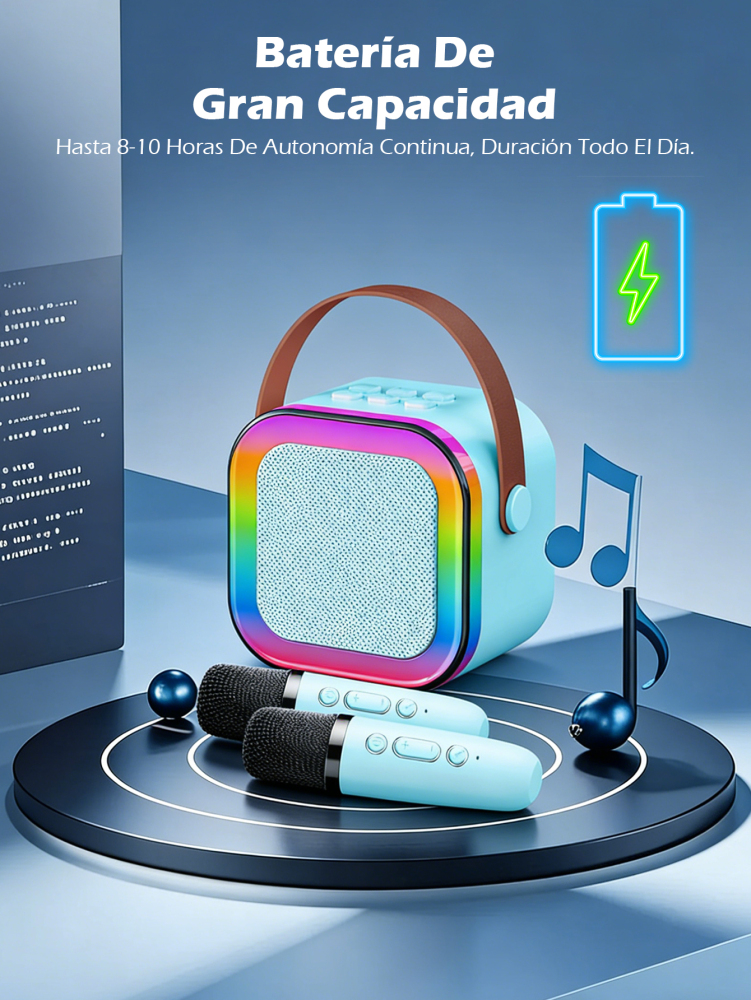 Altavoz Bluetooth Karaoke Portátil con Micrófono y Luces RGB,Un micrófono
