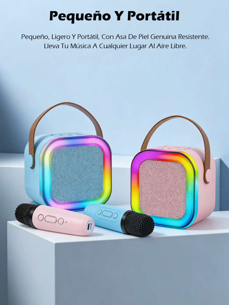 Altavoz Bluetooth Karaoke Portátil con Micrófono y Luces RGB,Un micrófono