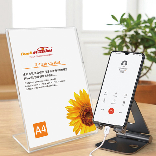 L Shape A5 Clear Portrait Sign Holder