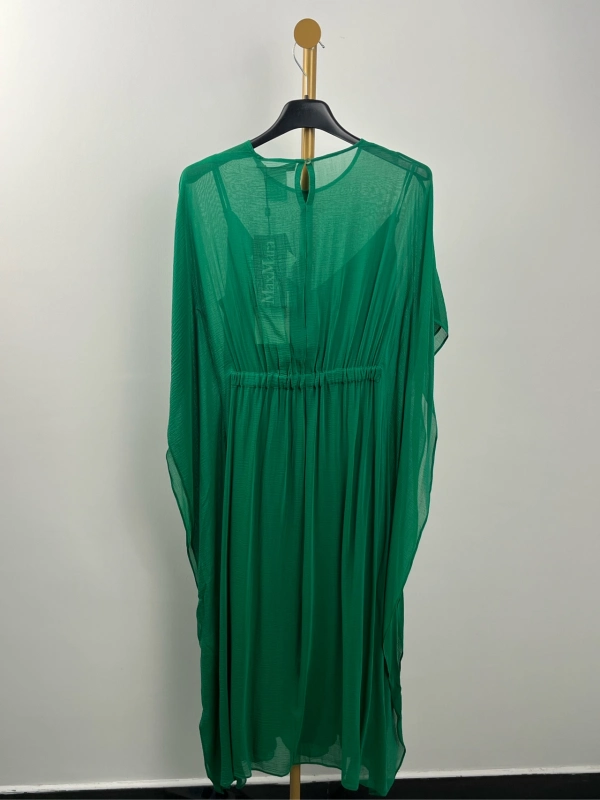 Maxmara green sleeveless drawstring dress