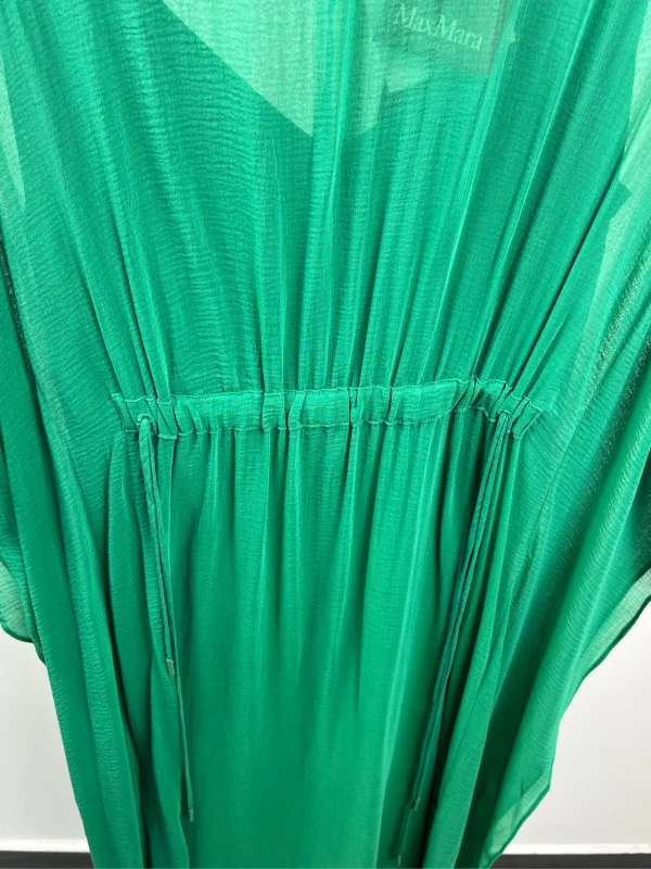 Maxmara green sleeveless drawstring dress