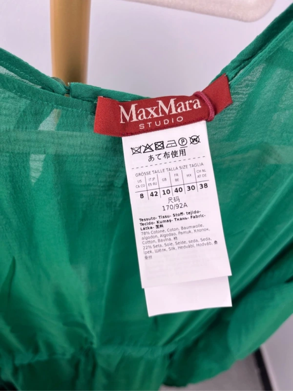 Maxmara green sleeveless drawstring dress