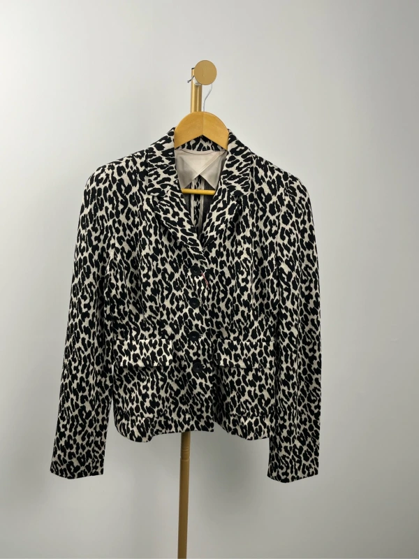 Maxmara black panther lapel coat