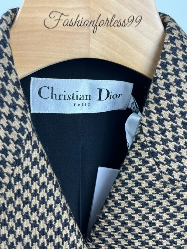 Dior coffee plaid lapel suit jacket,size 38