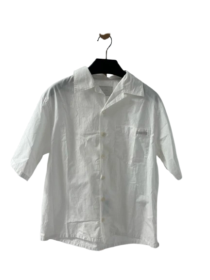 Prada White Letter Logo Short-sleeved Shirt, size S