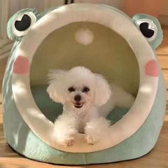 Cozy Cotton Pet Bed Cave Soft Textile Cat House for Small Dogs Washable and Removable Four Seasons Warm Cat Bed,U-ME PET LUV,Smart Nest Thermo-Safe Kitten Bed - All-Season Semi-Enclosed Cat House & Small Dog Bed