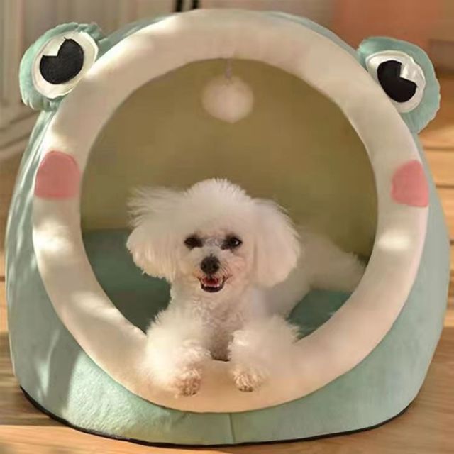 Cozy Cotton Pet Bed Cave Soft Textile Cat House for Small Dogs Washable and Removable Four Seasons Warm Cat Bed,U-ME PET LUV,Smart Nest Thermo-Safe Kitten Bed - All-Season Semi-Enclosed Cat House & Small Dog Bed