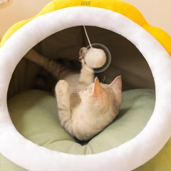 Cozy Cotton Pet Bed Cave Soft Textile Cat House for Small Dogs Washable and Removable Four Seasons Warm Cat Bed,U-ME PET LUV,Smart Nest Thermo-Safe Kitten Bed - All-Season Semi-Enclosed Cat House & Small Dog Bed