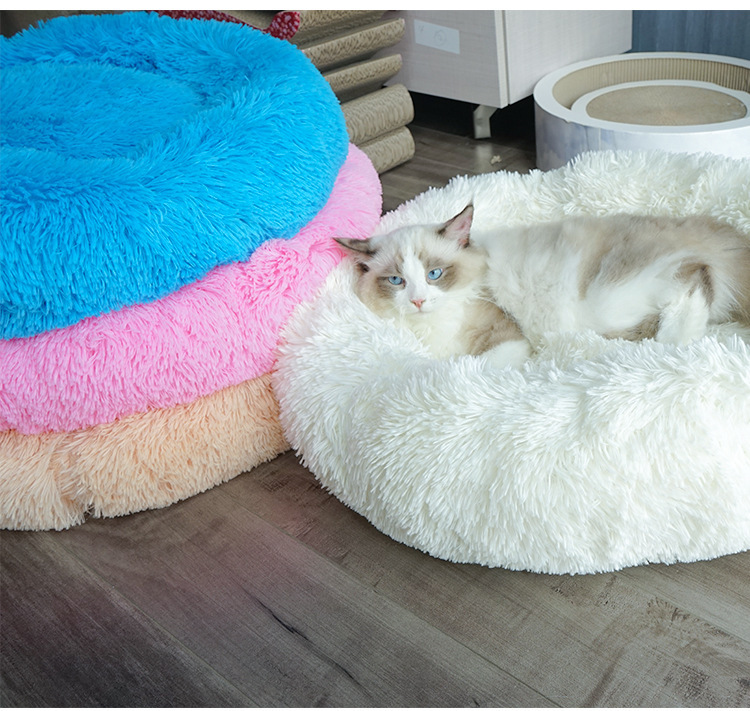 Detachable & Washable Round Long-Pile Plush Pet Bed - Thermal Warm Cat and Dog Bed, Cozy Orthopedic Pet Pad, Premium Pet Supplies,U-ME PET LUV,Detachable & Washable Round Long-Pile Plush Pet Bed - Thermal Warm Cat and Dog Bed, Cozy Orthopedic Pet Pad, Premium Pet Supplies