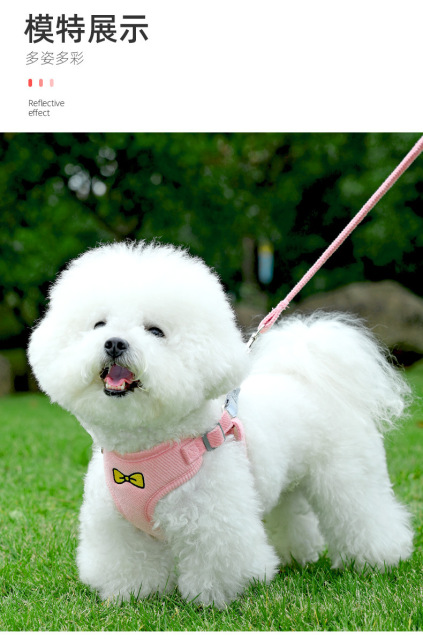 New Lightweight Super Breathable Reflective Dog Leash Quick-Drying Summer Strap Vest Button Closure Quick Release Fashion Style,U-ME PET LUV,Vest-Style Reflective Dog Harness & Breathable Lightweight Leash Set for Small Breeds – Outdoor Walking Safety Gear