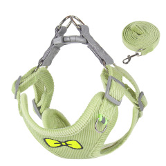 New Lightweight Super Breathable Reflective Dog Leash Quick-Drying Summer Strap Vest Button Closure Quick Release Fashion Style,U-ME PET LUV,Vest-Style Reflective Dog Harness & Breathable Lightweight Leash Set for Small Breeds – Outdoor Walking Safety Gear