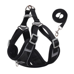 New Lightweight Super Breathable Reflective Dog Leash Quick-Drying Summer Strap Vest Button Closure Quick Release Fashion Style,U-ME PET LUV,Vest-Style Reflective Dog Harness & Breathable Lightweight Leash Set for Small Breeds – Outdoor Walking Safety Gear