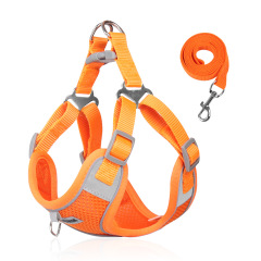 New Lightweight Super Breathable Reflective Dog Leash Quick-Drying Summer Strap Vest Button Closure Quick Release Fashion Style,U-ME PET LUV,Vest-Style Reflective Dog Harness & Breathable Lightweight Leash Set for Small Breeds – Outdoor Walking Safety Gear