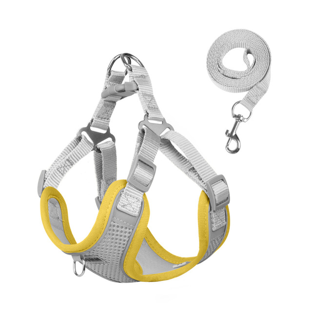 New Lightweight Super Breathable Reflective Dog Leash Quick-Drying Summer Strap Vest Button Closure Quick Release Fashion Style,U-ME PET LUV,Vest-Style Reflective Dog Harness & Breathable Lightweight Leash Set for Small Breeds – Outdoor Walking Safety Gear