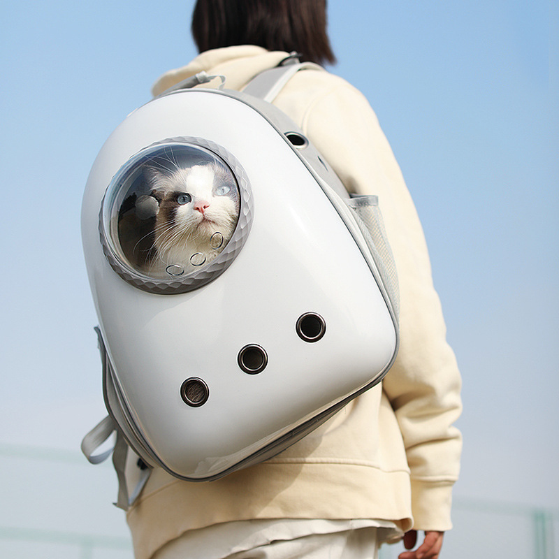 Oversized Lightweight Cat Carrier Backpack Portable Space Capsule Design Zipper Belt Zipper Side Opening for Easy Access Pets,U-ME PET LUV,Portable Transparent Ventilated Space Capsule Backpack Cat Carrier with Large Capacity, Side Access, and Ergonomic Design for Outdoor Pet Travel