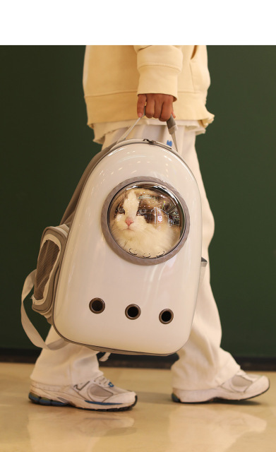Oversized Lightweight Cat Carrier Backpack Portable Space Capsule Design Zipper Belt Zipper Side Opening for Easy Access Pets,U-ME PET LUV,Portable Transparent Ventilated Space Capsule Backpack Cat Carrier with Large Capacity, Side Access, and Ergonomic Design for Outdoor Pet Travel