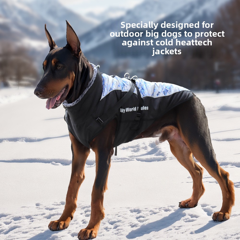 Hot Sale Reflective Winter Dog Coat Fur Collar Windproof Insulated Jacket for Large Breeds Sport Style Animal Pattern Washable Rainproof,U-ME PET LUV,Urban Shield Reflective Parka for Big Dogs - Cozy Quilted Cotton & Faux Fur Hood