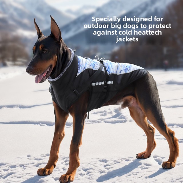 Hot Sale Reflective Winter Dog Coat Fur Collar Windproof Insulated Jacket for Large Breeds Sport Style Animal Pattern Washable Rainproof,U-ME PET LUV,Urban Shield Reflective Parka for Big Dogs - Cozy Quilted Cotton & Faux Fur Hood