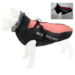 Hot Sale Reflective Winter Dog Coat Fur Collar Windproof Insulated Jacket for Large Breeds Sport Style Animal Pattern Washable Rainproof,U-ME PET LUV,Urban Shield Reflective Parka for Big Dogs - Cozy Quilted Cotton & Faux Fur Hood