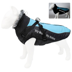 Hot Sale Reflective Winter Dog Coat Fur Collar Windproof Insulated Jacket for Large Breeds Sport Style Animal Pattern Washable Rainproof,U-ME PET LUV,Urban Shield Reflective Parka for Big Dogs - Cozy Quilted Cotton & Faux Fur Hood
