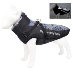 Hot Sale Reflective Winter Dog Coat Fur Collar Windproof Insulated Jacket for Large Breeds Sport Style Animal Pattern Washable Rainproof,U-ME PET LUV,Urban Shield Reflective Parka for Big Dogs - Cozy Quilted Cotton & Faux Fur Hood