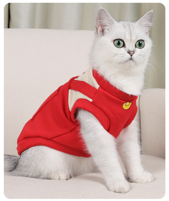 Autumn and Winter New Pet Vest for Cats and Dogs Classic Style Lightweight and Washable Double-Plush Windproof Polyester Vest,U-ME PET LUV,New Faux Two-Piece Fleece Hoodie Vest for Cats - Wind-Resistant Thermal Apparel