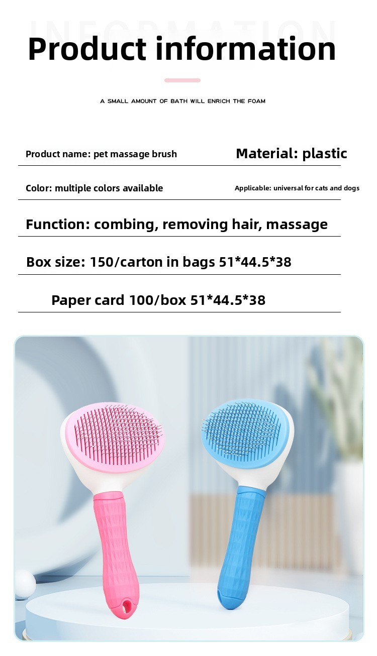 Hot-Selling Automatic Cat/Dog Grooming Comb Plastic Fine Needle Brush for Effortless Tangle-Free Hair Removal and Deshedding,U-ME PET LUV,Pro Self-Cleaning Pet Deshedding Brush - 1-Button Hair Release Stainless Steel Micro-Pins for Tangle-Free Coats on Dogs & Cats, Gentle Shed Control