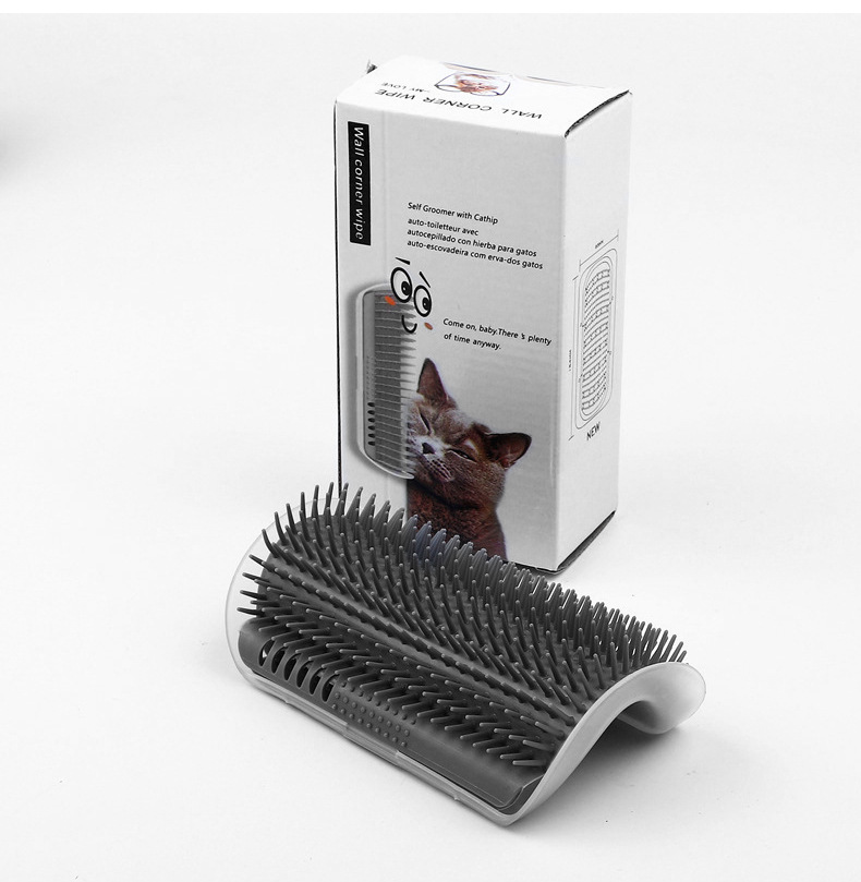 Hot-Selling PP Material Wall-Mounted Self-Grooming Cat Corner Massager Itch Relief & Hair Remover for Happy Pets,U-ME PET LUV,Self-Grooming Cat Scratcher with Catnip - Fur-Removing Bliss Station