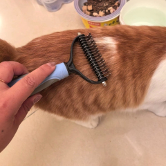 Professional Pet Products Stainless Steel Pet Comb Brush TPR Deshedding Brush for Dogs and Cats Effectively Removes Loose Fur Grooming Tools,U-ME PET LUV,Professional Detangler & Pet Dematting Comb Dog & Cat Deshedding Tool