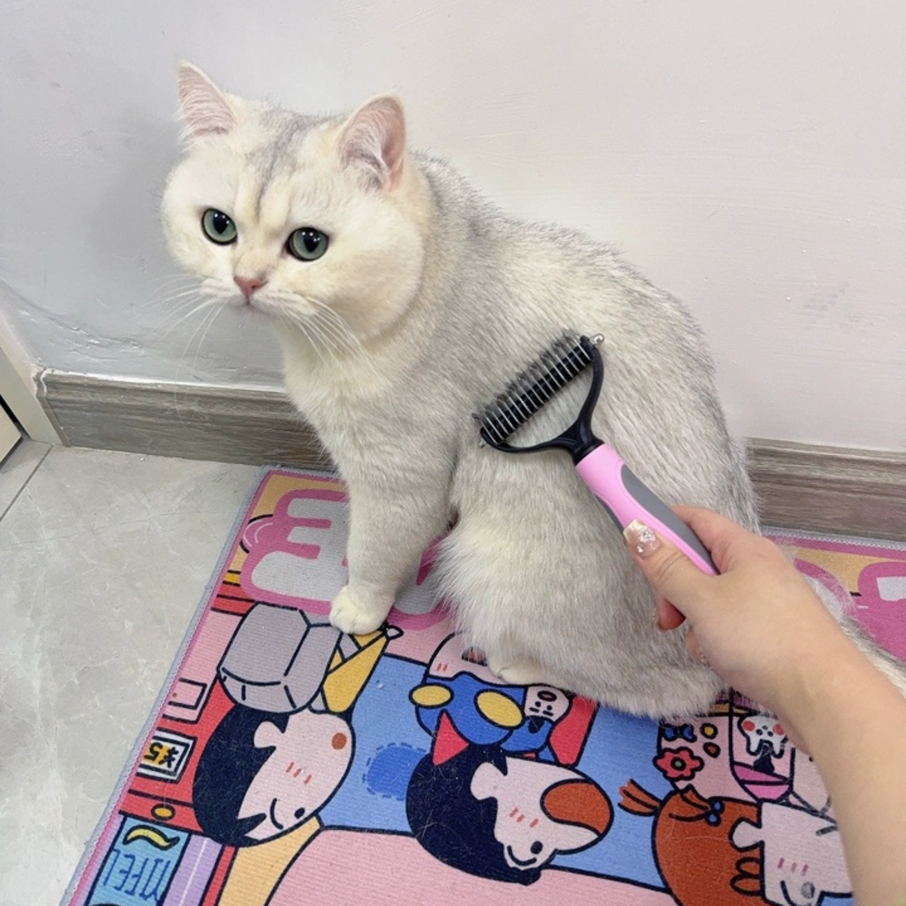 Professional Pet Products Stainless Steel Pet Comb Brush TPR Deshedding Brush for Dogs and Cats Effectively Removes Loose Fur Grooming Tools,U-ME PET LUV,Professional Detangler & Pet Dematting Comb Dog & Cat Deshedding Tool