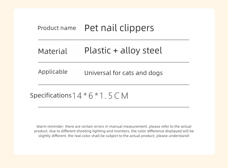 Wholesale Stainless Steel Pet Nail Clippers Safe Scissors for Dog & Cat Beauty Cleaning Supplies for Pet Grooming,U-ME PET LUV,Stainless Steel Pet Dog & Cat Nail Clipper for Grooming